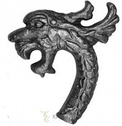 18281 Наконечник стальной литой (голова дракона) 21х2.5 см, основание 35-40 мм в Екатеринбурге фото
